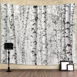 Weißer Baum Wald extra großer Wandteppich Wandbehang Poster Natur Hintergrund - Bild 1 von 7