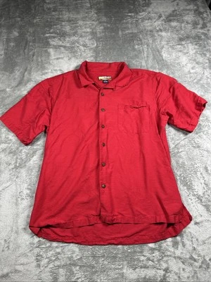 Havana Jack’s Café Hombre’s Rojo XL Abotonado Manga Larga 100% Seda Foto 1 de 4