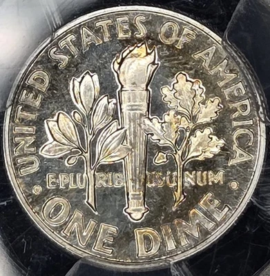 1953 Silver Gem Proof Roosevelt Dime Graded PCGS PR 65 Toned - Image 1 of 4