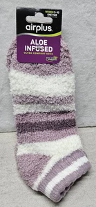 Airplus Women's Aloe Infused Ultra Comfort Mauve Stripe Quarter Socks, Size 5-10 - Picture 1 of 8