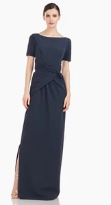 KAY UNGER Garbo Column Gown Carbon Navy $298 NWT Size 2 - Picture 1 of 20