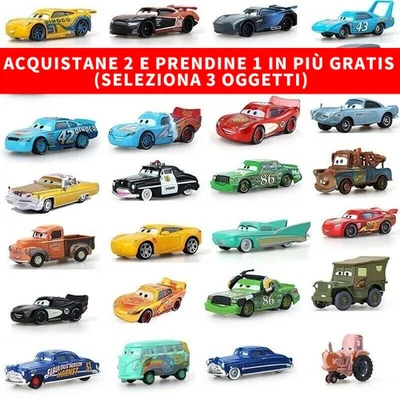Disney Pixar Cars McQueen Sally Finn Mater Sarge 1:55 auto in lega giocattolo - Immagine 1 di 3