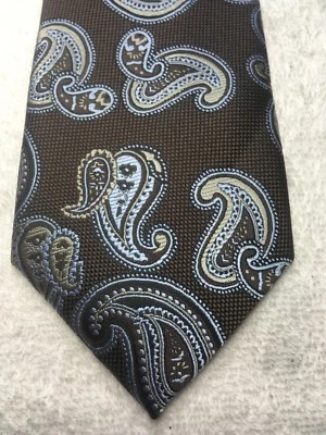 ALEXANDER JULIAN MENS TIE BROWN WITH BLUE AND GRAY PAISLEY 3.25 X 60 NWOT - Image 1 of 4