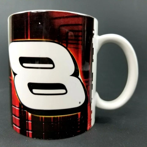 Nascar Dale Earnhardt Jr #8 Coffee Mug Black Red White Collectable Ceramic Cup Cover