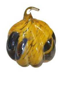 Glass Pumpkin Hand Blown Multi Colored Pumpkin Decor Autumn Fall Vintage - Picture 1 of 9