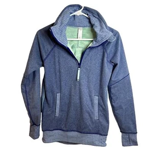 Ivivva Lululemon Shiver Stopper Fleece Pullover Girls Size 12 Blue Herringbone - Picture 1 of 6