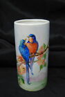 Vintage Hand Painted Japanese Asian Vase Cherry Blossom Blue Bird Porcelain Deco
