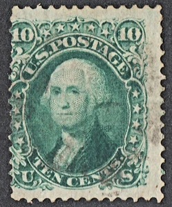 US Sc# 96 USADO { "F GRILL 10c WASHINGTON } BONITA LUZ CANCELACIÓN DE 1867 CV$ 280,00 - Imagen 1 de 4