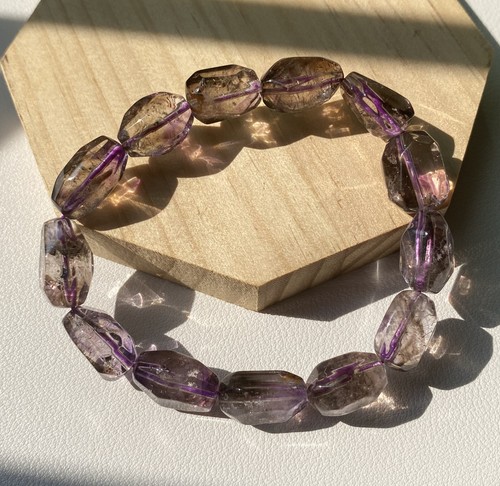 VALENTINO Bracciale Cristallo Grezzo Quarzo Energetico Super Seven 7 Naturale Viola Rutilato