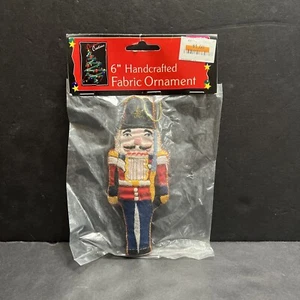 "Adorno de tela artesanal vintage de 6"" bordado cascanueces Navidad" - Imagen 1 de 6