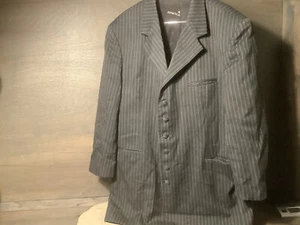 Stacy Adams MENS JACKET GRAY PINSTRIPE SIZE 48 REGULAR LINED VINTAGE  - Picture 1 of 8