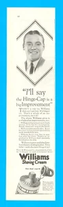 1924 Williams Shaving Cream hinge screw cap print ad antique men's - Picture 1 of 3