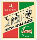 CASTROL ISLE OF MAN 1968 MOTOCYKL WYŚCIGI ROWER SKUTER MOTORSPORT NAKLEJKI x2