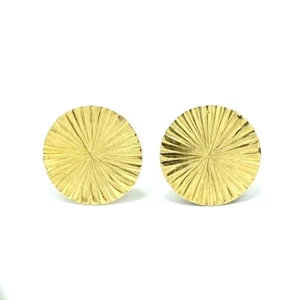 18ct 750 Yellow Gold Stud Earrings - Handmade - Disc Style - 10.7mm - Picture 1 of 7