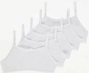 5 Crop Top First Bra Adjustable Strap White Bow 95% Cotton Girls Size 4-16 Age - Picture 1 of 3