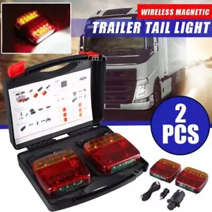 2X WIRELESS MAGNETIC LED TRAILER LIGHTS agricultural tractor truck boa;diggerUS - Picture 1 of 14