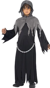 Smiffys Boys Girls Kids Evil Ghost Grim Reaper Halloween Fancy Dress Costume - Picture 1 of 1