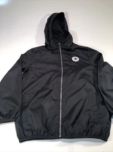 Backpacking Lightweight Converse AllStar Black Hooded Zip Up Windbreaker Jacket - Picture 1 of 8