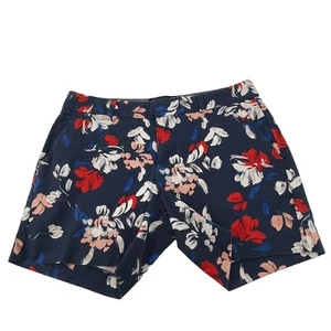 Women's Banana Republic Blue Shorts Size 0 Cotton Floral Flat Front 5" Inseam - Picture 1 of 7