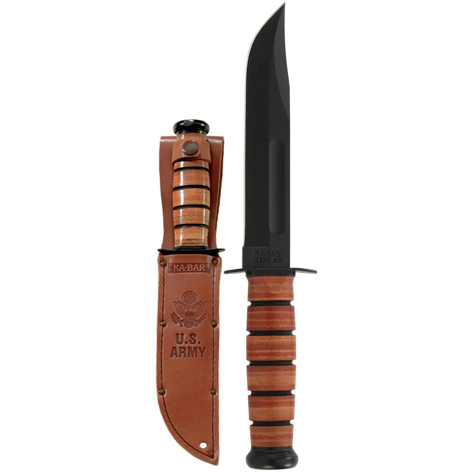 KA-BAR Army Fixed Blade Knife 7" Blade Clip Point, Plain Edge w/ Sheath  1220 - Image 1 of 1