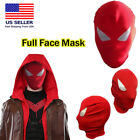 Halloween Spandex Zentai Costume All Full-Face Mask Hood- Red w/ White Eyes-USA