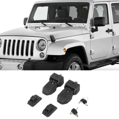 Locking Hood Latch Hood Catch with Lock for 2007-2018 Jeep Wrangler JK JKU 2PCS Foto 1 de 4