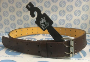 Dark Brown Genuine Leather Belt Tow Hole Strong Buckle 94cm-35mm S Fit 29-36 # - Picture 1 of 3