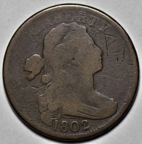 1802 Draped Bust Large Cent - Stemless - Graffiti - US 1c Copper Penny - L37 Cover