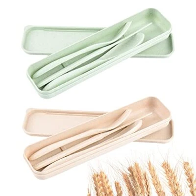 Portable Utensils Wheat Straw Travel Utensils for Picnic Camping with Case, 2Pcs - Image 1 of 4