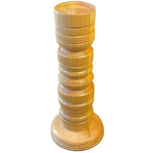 Vintage Turned Wood Pillar Candle Holder 9 Inches Tall Handmade - Picture 1 of 5