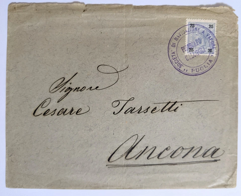 Societa' Di Navigazione A Vapore Puglia:S.S. Gallipoli--Ancona/AT 25-H./'99-'00s - Image 1 of 2