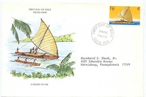 Fiji 1977 First Day Cover Ship Canoe Issue #380 Cachet Suva - Picture 1 of 1