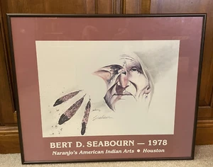Bert Seabourn signed Print 1978 Framed Poster 22.5" X 19" Naranjo's Indian Arts - Picture 1 of 5