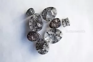 Pair of Teardrop Black Cracked Glass Plugs / Gauges ear lobe 6mm - 25mm - Picture 1 of 5