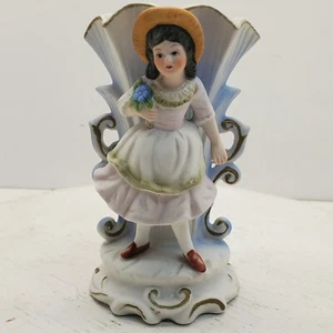 Jarrón vintage de cerámica azul para niña - Imagen 1 de 6