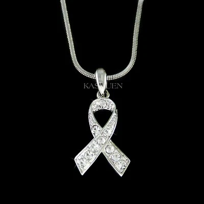 Graziosa Polmoni Cancro Sensibilizzazione Nastro IN Swarovski Cristallo Memoria - Immagine 1 di 4