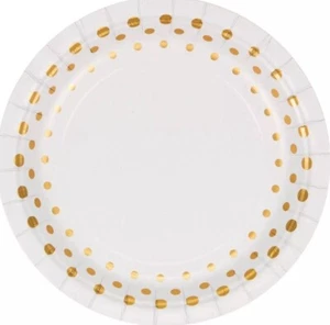 Creative Converting Sparkle and Shine Dessert Plates, 7", White & Gold - Picture 1 of 1
