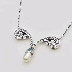Brighton NWT Lacrima Scroll Y Drop Necklace w/ Faux Pearl Dangle Pendant 18–20" - Picture 1 of 6