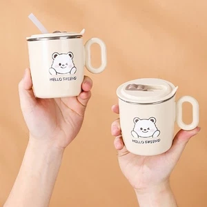 1 Set Cute 316 Stainless Steel Straw Cup With Handle Double Layer Water Cup - Picture 1 of 12
