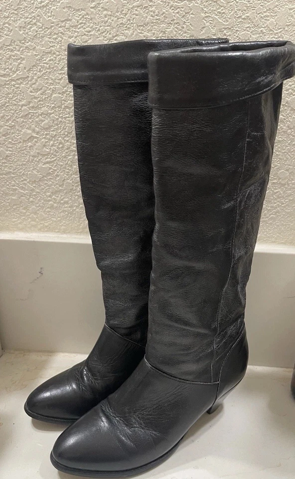Botas altas Lisa vintage años 80 90 para mujer Frye de cuero negro talla 7 Foto 1 de 4