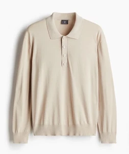 H&M Regular-fit polo shirt in soft, fine-knit fabric Size L Beige - Picture 1 of 18