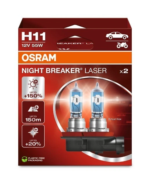 Osram 64211NL-2HB H11 INTERRUPTOR NOCTURNO LÁSER BOMBILLAS x2 Foto 1 de 2