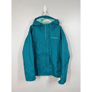 Columbia Kids Teal OMNI-TECH Waterproof Hooded Rain Jacket Size S 7/8 - Picture 1 of 8