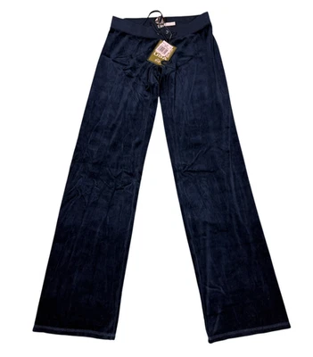 Y2K Juicy Couture Womens Size  P Dark Blue Velour Pants NWT - Image 1 of 4