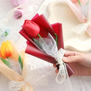 1PC Mini Lovely Creative Beautiful Long-lasting Tulip Bouquet PU - Picture 1 of 1