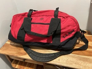 Vintage LL Bean Adventure Duffle Bag Large Red Nylon Water Resistant Tote Bag - Picture 1 of 13