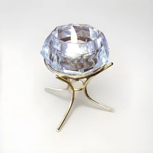 Vintage 24% Bleikristall Diamantform Solitär Votivkerzenhalter Partylite - Bild 1 von 5