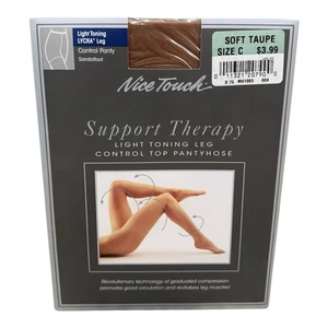 VTG Sears Nice Touch Support Therapy Light Toning Leg Control Top Size C Taupe - Picture 1 of 2