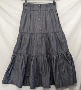 Falda midi Brochu Walker The Havana gris con capas para mujer talla XS abotonada - Imagen 1 de 5