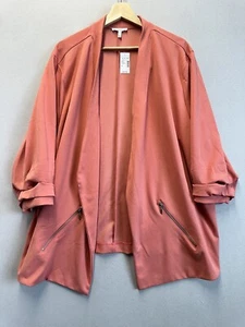 Maurice’s Womens 4X Plus Career Jacket Ruched Sleeves Pink NWT - Picture 1 of 5